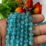 Crackle Glass beads Size 8mm Cyan Color (1Line)