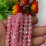 Crackle Glass beads Size 8mm Pink with White Color (1Line)