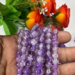 Crackle Glass beads Size 8mm Purple with White  Color (1Line)