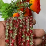 Crackle Glass beads Size 8mm Red With Green Color (1Line)
