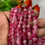 Crackle Glass beads Size 8mm Rose with White Color (1Line)