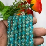 Crackle Glass beads Size 8mm Sky Blue with White Color (1Line)