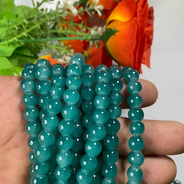 Jelly Glass beads Size 8mm Dark Cyan Color (1Line)