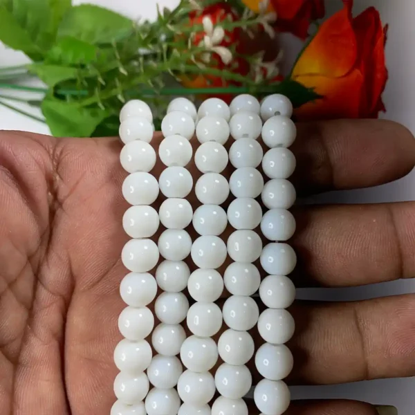 Jelly Glass beads Size 8mm Pure White Color (1Line)