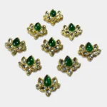 Lotus Shape Pendants Green and White Color Stone Model No.685 (1Piece)