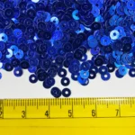 Round Shape Sewing Shiny Sequins Blue Color 4MM (10grams) - Image 2