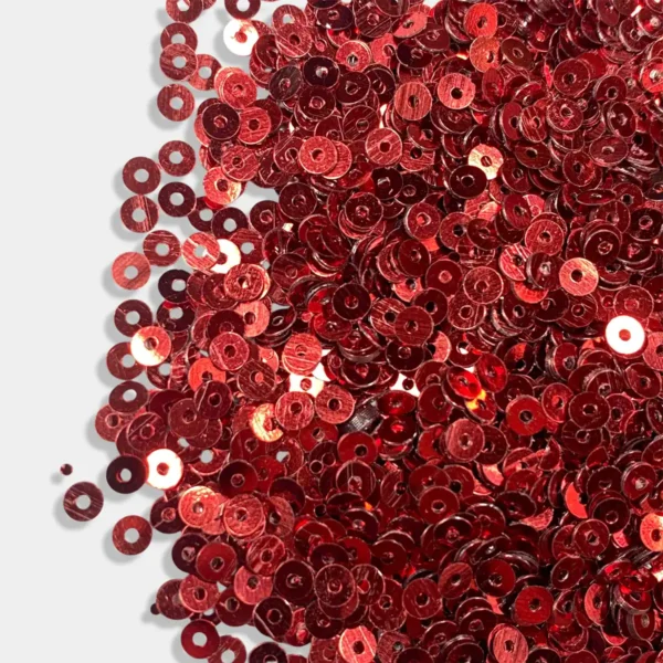 Round Shape Sewing Shiny Sequins Red Color 4MM (10grams)