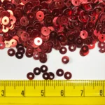 Round Shape Sewing Shiny Sequins Red Color 4MM (10grams) - Image 2
