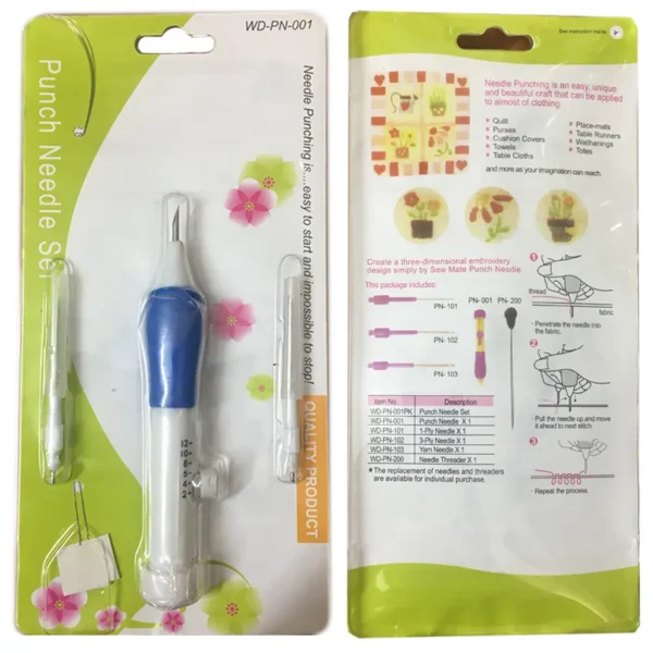 WD-PN-001 - Embroidery Punch Needle Set – 3 Size Needles with Threader