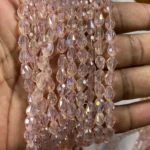 Baby Pink Color Teardrop Crystal Briolette Beads (8mmx6mm) 1line