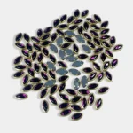 Glass Kundan Stones in Flat Back Mounts Eye Shape 8x5MM (Purple )15grams