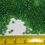 Glass Seed or Sugar Beads 2mm Color Green With Yellow Shade (25grams) - Image 3