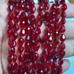 Maroon Color Teardrop Crystal Briolette Beads (8mmx6mm) 1line