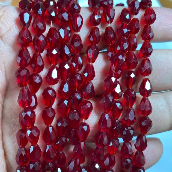 Maroon Color Teardrop Crystal Briolette Beads (8mmx6mm) 1line