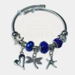 Pandora-Inspired Bracelet with Hanging Charm Blue Color Pack of 1 pc