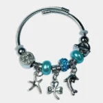 Pandora-Inspired Bracelet with Hanging Charm Sky Blue Color Pack of 1 pc