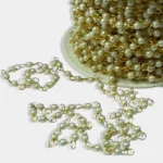 White Pearl Wire Wrapped Beaded Gold Chain 3mm (1Meter)