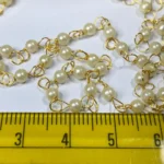 White Pearl Wire Wrapped Beaded Gold Chain 3mm (1Meter) - Image 2