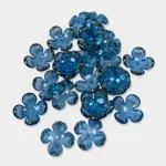 3D Resin flower Beads With Golden Edge Blue Color - 10 grams