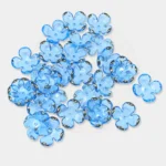 3D Resin flower Beads With Golden Edge Blue Color - 10 grams