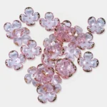 3D Resin flower Beads With Golden Edge Pink Color - 10 grams