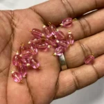 Hanging Beads Oval Shape Readymade Hook (8mmx6mm) Glassy Baby Pink Color - Image 2