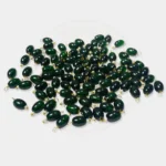 Hanging Beads Oval Shape Readymade Hook (8mmx6mm) Glassy Dark Green Color