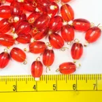 Hanging Beads Oval Shape Readymade Hook (8mmx6mm) Red Color - Image 3