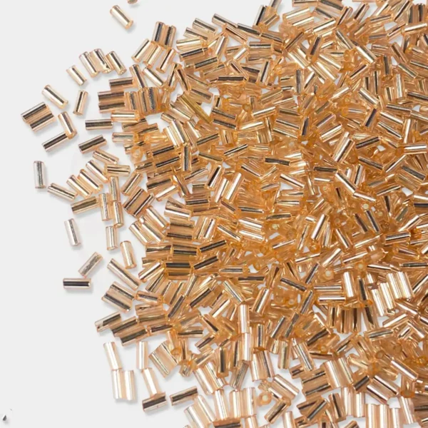 Tube Beads or Salli Buggle Beads 4mm Light Orange Color - Pack of 25 Grams