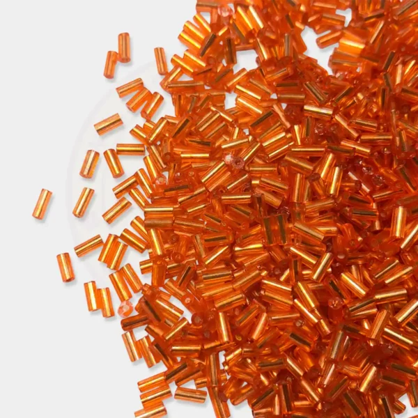 Tube Beads or Salli Buggle Beads 4mm Orange Color - Pack of 25 Grams