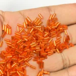 Tube Beads or Salli Buggle Beads 4mm Orange Color - Pack of 25 Grams - Image 2