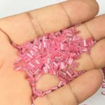Tube Beads or Salli Buggle Beads 4mm Pink Color - Pack of 25 Grams - Image 2