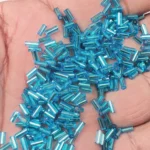 Tube Beads or Salli Buggle Beads 4mm Sky Blue Color - Pack of 25 Grams - Image 2