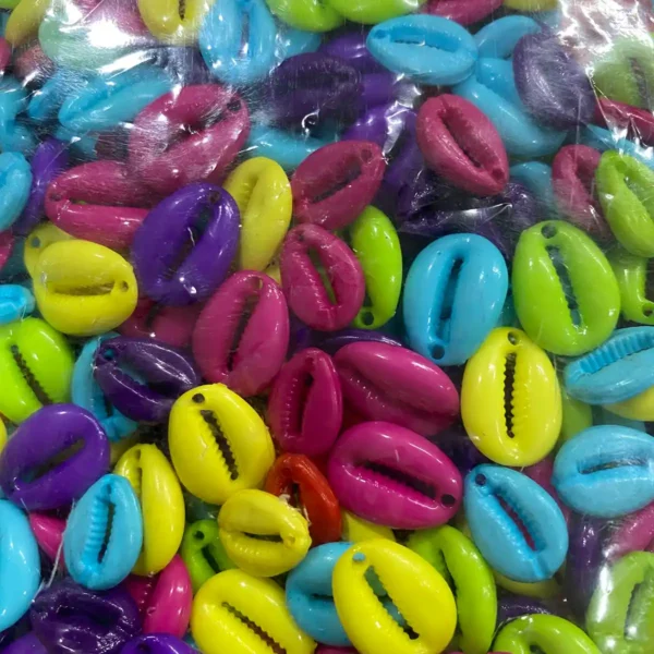 13 mm Plastic Cowrie, Colorful Acrylic Shell Beads (10grams)