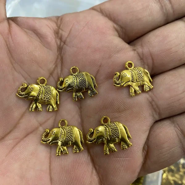Antique Gold Elephant Charms (Model: AM171614) Pack of 5 Piece