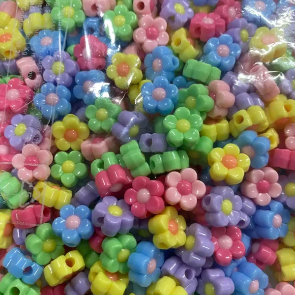 Charming 13mm Pastel Flower Beads - Jewelry Making (10grams)