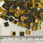 Framed Stone Mirror Type Square Shape 6MM Color Gold (20grams) - Image 2