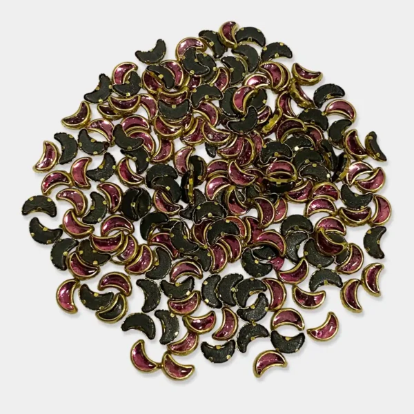 Glass Crescent or Moon Shape Kundan Stone 6x4mm Pink Color (15grams)