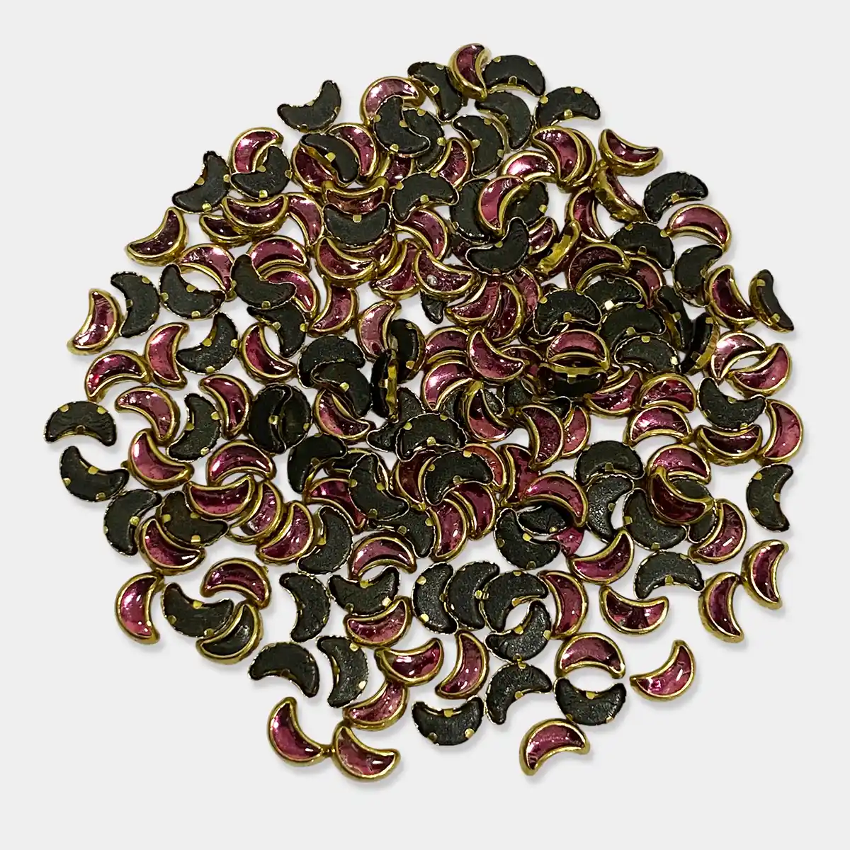 Glass Crescent or Moon Shape Kundan Stone 6x4mm Pink Color (15grams) 1 Glass Crescent or Moon Shape Kundan Stone 6x4mm Pink Color (15grams) - Image 1