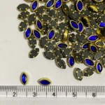 Glass Kundan Stones in Flat Back Mounts Eye Shape 6x4MM (Blue)15grams - Image 2