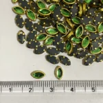 Glass Kundan Stones in Flat Back Mounts Eye Shape 6x4MM (Light Green)15grams - Image 2