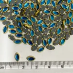 Glass Kundan Stones in Flat Back Mounts Eye Shape 6x4MM (Sky Blue)15grams - Image 2
