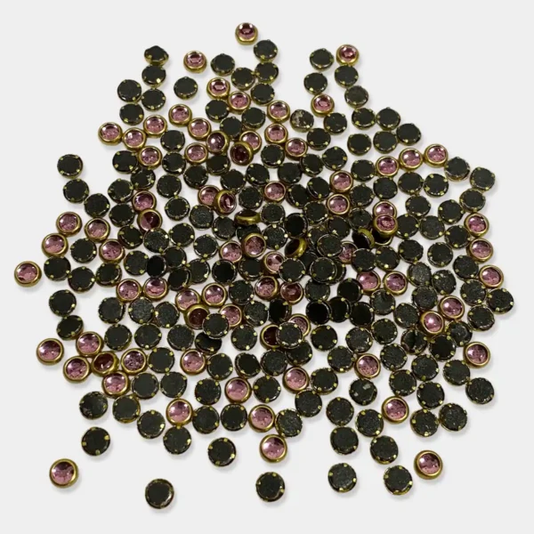Glass Round Shape Kundan Stone 4MM Pink Color (15grams)