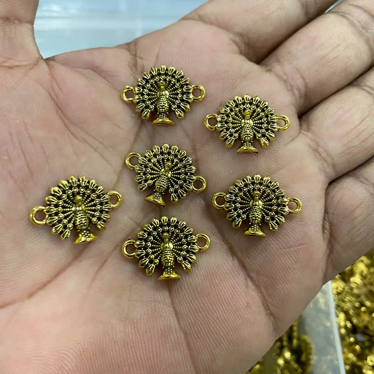Gold Peacock Charms 2 Gold Peacock Charms (Model: AM111611) Pack of 5 Piece - Image 1