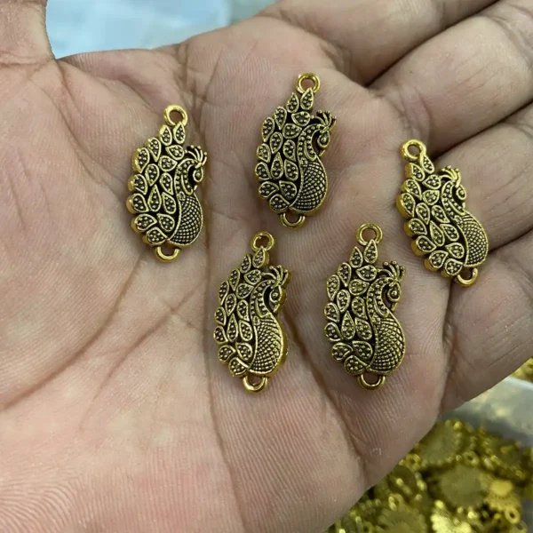 Gold Peacock Charms (Model: AM171612) Pack of 5 Piece