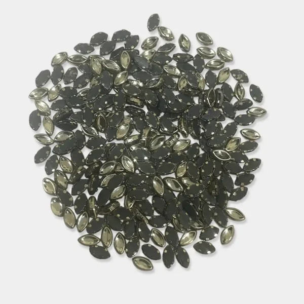 Kundan Stone Framed Eye Shape (6K) 6mmX4mm White Color Silver Base (20grams)