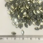 Kundan Stone Framed Eye Shape (6K) 6mmX4mm White Color Silver Base (20grams) - Image 2