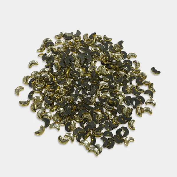 Glass Crescent or Moon Shape Kundan Stone 6x4mm White Color (25grams)