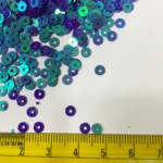 Round Shape Sewing Shiny or Rainbow Sequins Blue Violet Iridescent Color 4MM (10grams) - Image 3