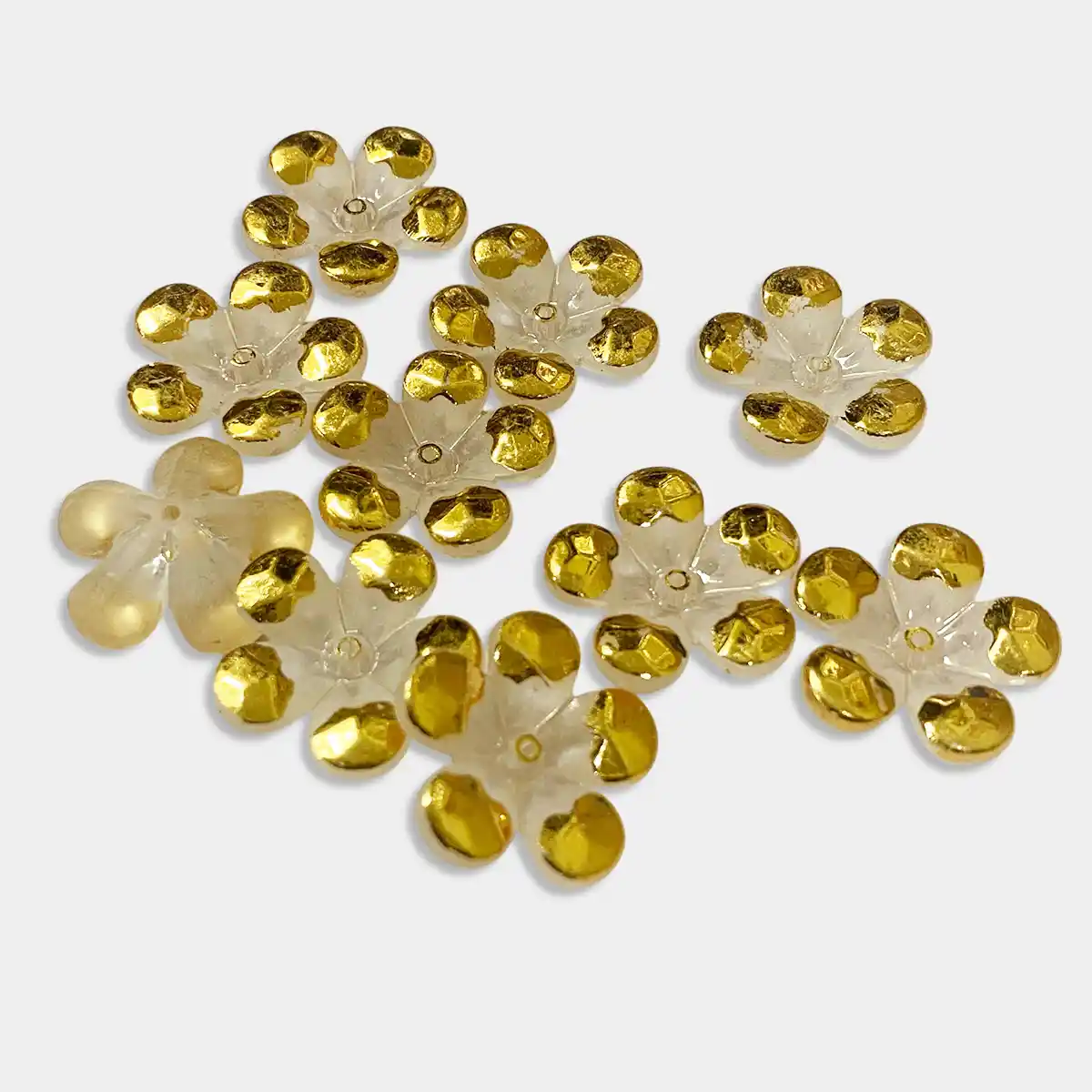 Acrylic Flower Beads with Gold Border for Brooch Making Pack of 10 grams 1 Acrylic Flower Beads with Gold Border for Brooch Making Pack of 10 grams - Image 1